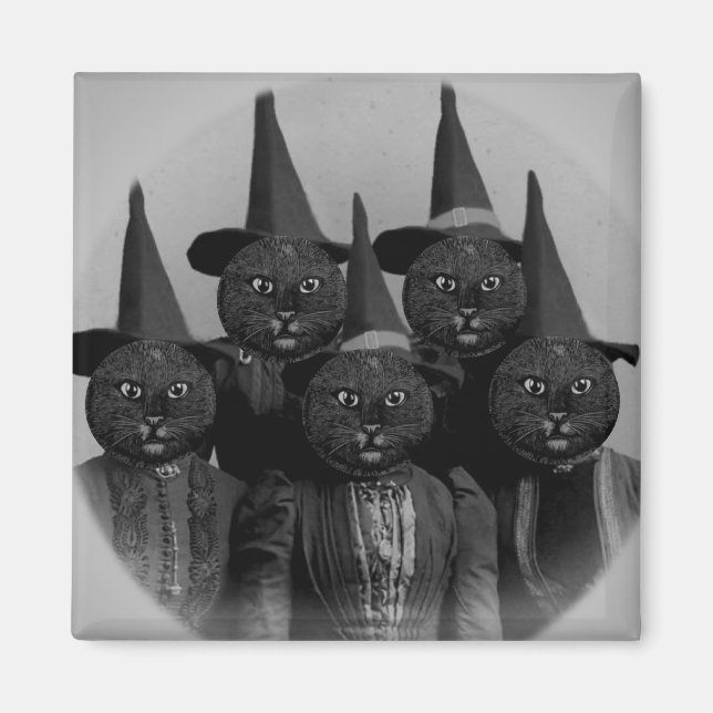 Aimant Chat noir vintage/sorcières (Devant)