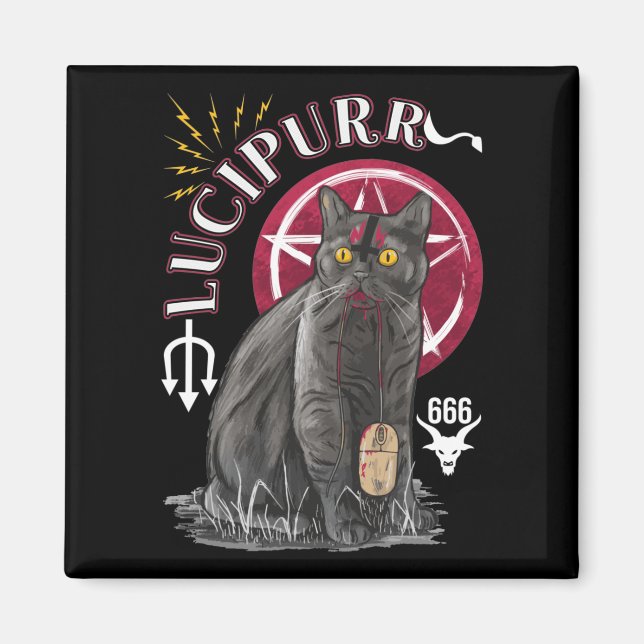 Aimant Chat Occulte Kitten Gothique Animal Satan (Devant)
