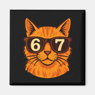 Aimant Chat orange drôle Sungles 67 Six Sept Mème 