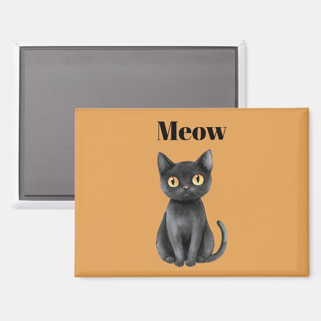 Aimant Chat orange noir Miaou   (Recto/Verso)