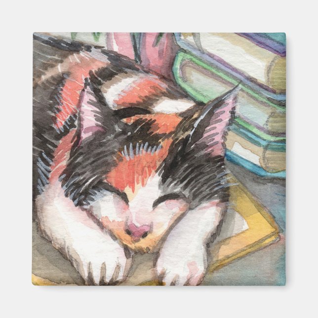 Aimant Chat par les livres (Devant)