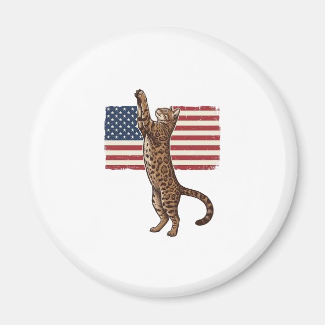 Aimant Chat patriotique Drapeau américain Design vectorie (Devant)