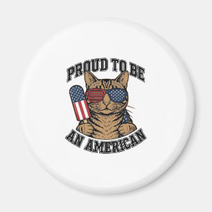 Aimant Chat patriotique fier d'être américain vecteur vin