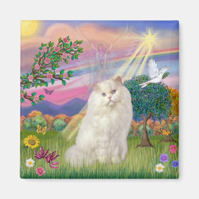 Aimant Chat Persan Blanc - Ange des Nuages (Devant)