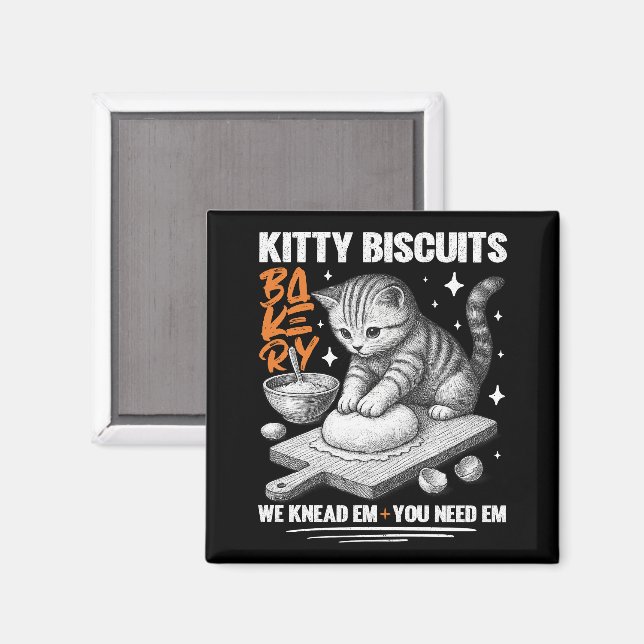 Aimant Chat Pétrit Boulanger Kitty Biscuits Nous Les Pétr (Recto/Verso)
