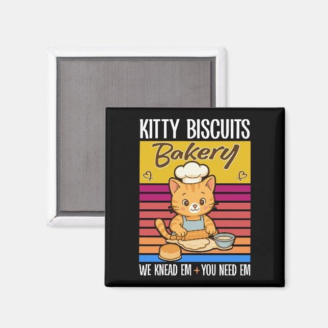 Aimant Chat Pétrit Boulanger Kitty Biscuits Nous Pétrisso (Recto/Verso)