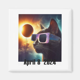 Aimant Chat Portant des lunettes solaires Eclipse Coloré