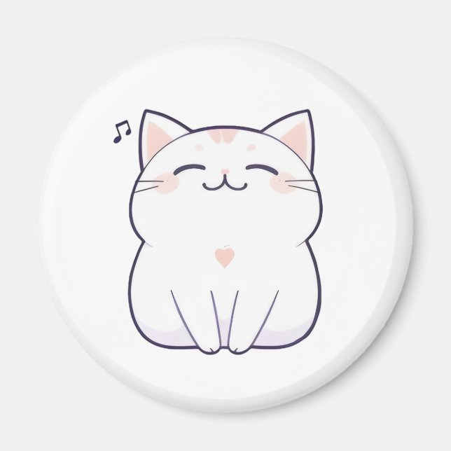 Aimant Chat qui chante avec une note de musique Design Ka (Devant)