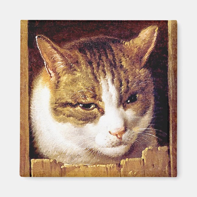 Aimant : "Chat qui traverse une clôture" (Devant)