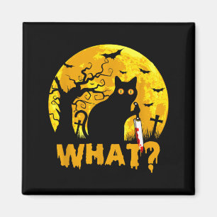 Aimant Chat Quoi_ Halloween Chat Noir Avec Couteau - Drôl