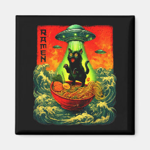 Aimant Chat Ramen Alien Ufo Art Rétro Cadeaux Hommes W