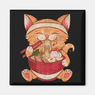 Aimant Chat Ramen vintage Cuisine japonaise Kawaii Anime 