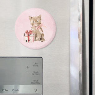 Aimant Chat Rose Cadeau Amour