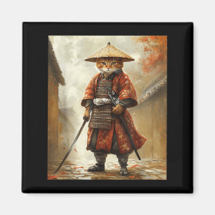 Aimant Chat Samouraï Japon Japonais Drôle Graphique