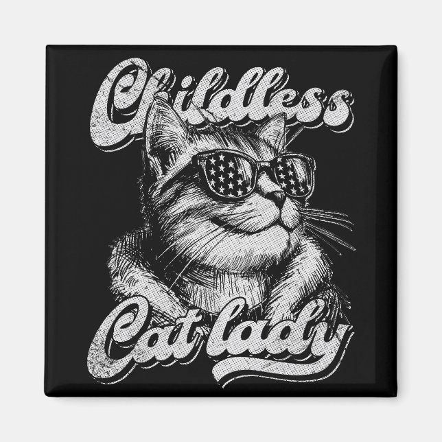 Aimant Chat sans enfant Lady Kamala Harris 2024 (Devant)