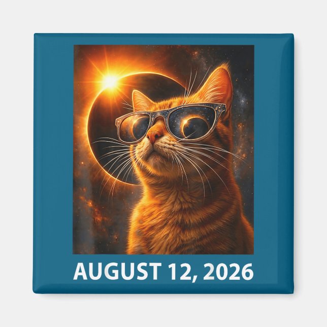 Aimant Chat selfie éclipse totale solaire 2026 12 août 20 (Devant)