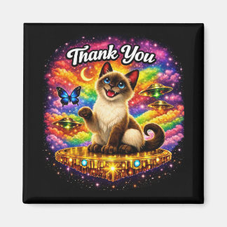 Aimant Chat siamois arc-en-ciel cosmique de l'espace extr