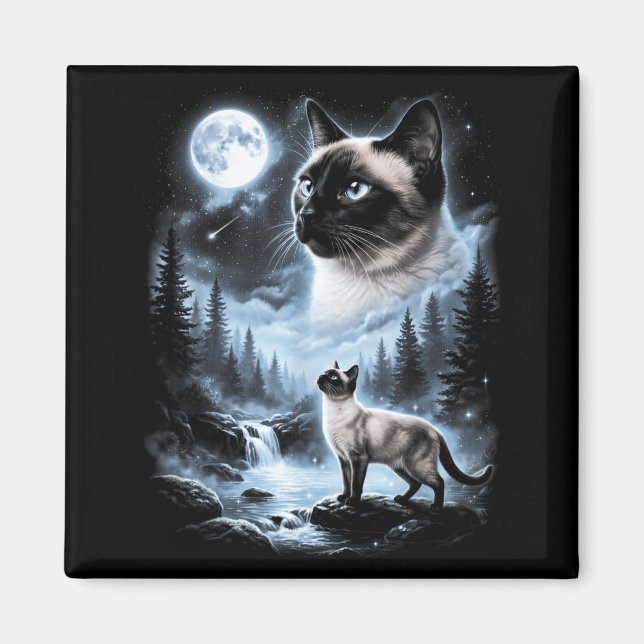 Aimant Chat siamois hurlant à la lune Rétro 90 (Devant)