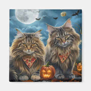 Aimant Chat sibérien Halloween effrayant