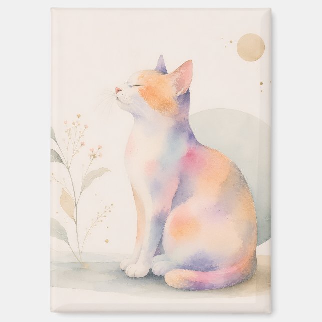 Aimant Chat silencieux au clair de lune (Recto)