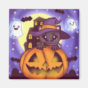 Aimant Chat-sorcier d'Halloween