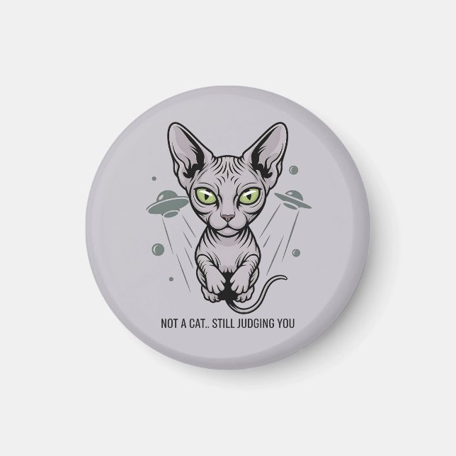 Aimant Chat Sphynx jugeant cosmique Art (Devant)