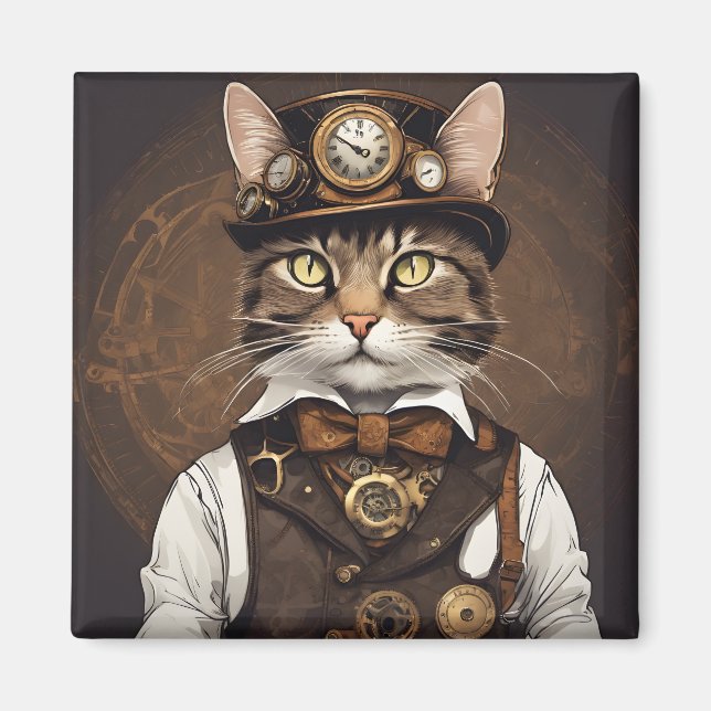 Aimant Chat Steampunk (Devant)
