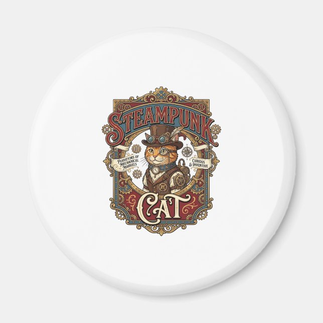 Aimant Chat Steampunk Chat Steampunk Vintage (Devant)