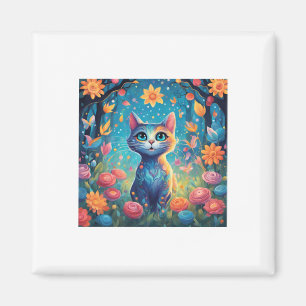 Aimant Chat Super Mignonne Avec Beau Sticker Blue Eyes