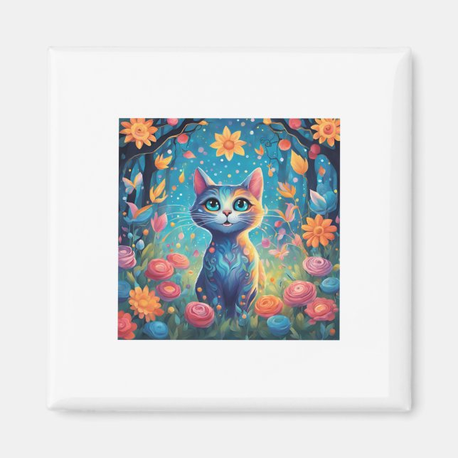 Aimant Chat Super Mignonne Avec Beau Sticker Blue Eyes (Devant)