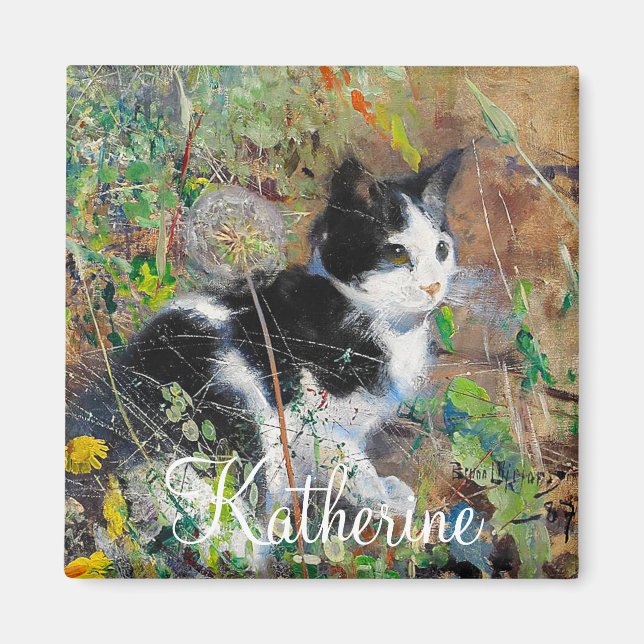 Aimant Chat sur Flowbed (Devant)