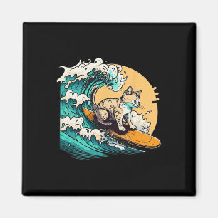 Aimant Chat surfeur, Chat sur planche de surf, Chat sur u