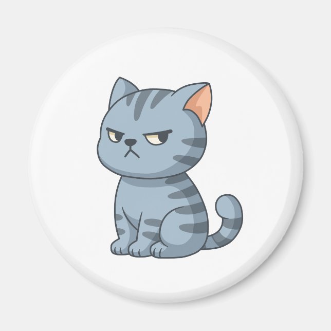 Aimant Chat tabby gris grincheux (Devant)