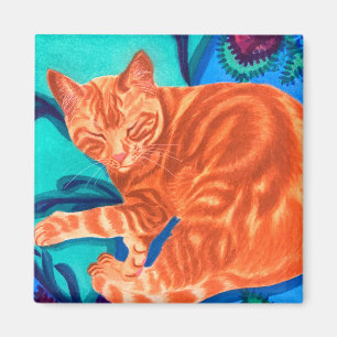 Aimant Chat tabby orange aquarelle
