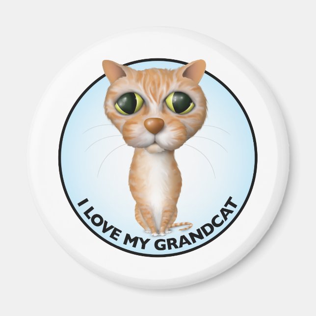 Aimant Chat Tabby Orange - J'Aime Mon Grand-Chat (Devant)