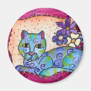 Aimant Chat tigré bleu