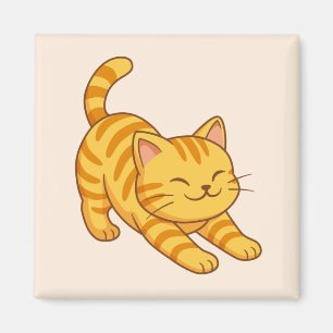 Aimant Chat Tigre Orange Beige s'étirant