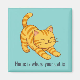 Aimant Chat Tigre Orange Étiré Texte Personnalisé