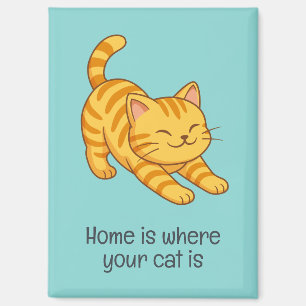 Aimant Chat Tigre Orange Étiré Texte Personnalisé