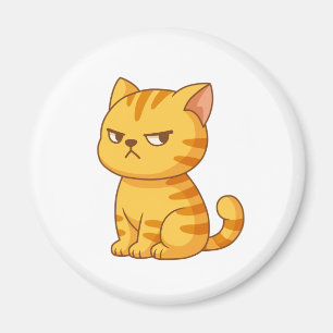 Aimant Chat tigré orange grincheux