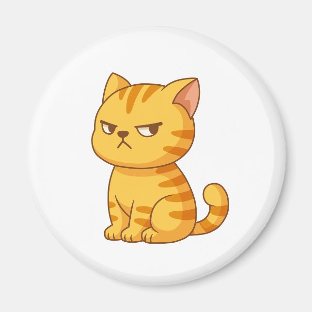 Aimant Chat tigré orange grincheux (Devant)