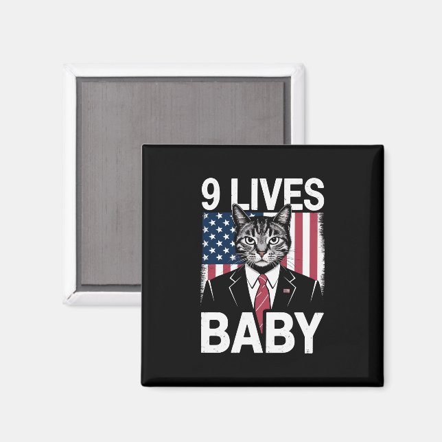 Aimant Chat Trump 9 Vies Bébé Drôle Chat Trump (Recto/Verso)