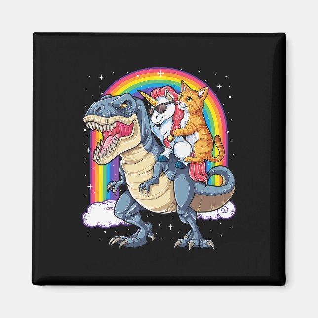 Aimant Chat Unicorn équitation Dinosaur T Rex Kitten Spa  (Devant)