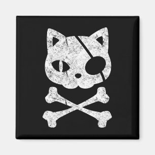 Aimant Chat vintage Pirate Kitten Halloween Croix du crân