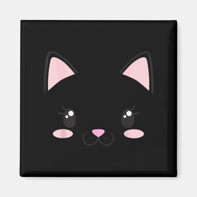Aimant Chat visage chatons cils mignon drôle halloween (Devant)