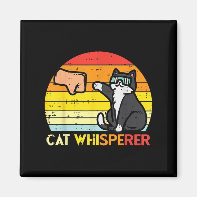 Aimant Chat Whisperer Man Paw Poing Bump Sunset Retro Men (Devant)