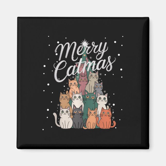 Aimant Chat Xmas Arbre Chats Arbre de Noël Mariage Catmas (Devant)