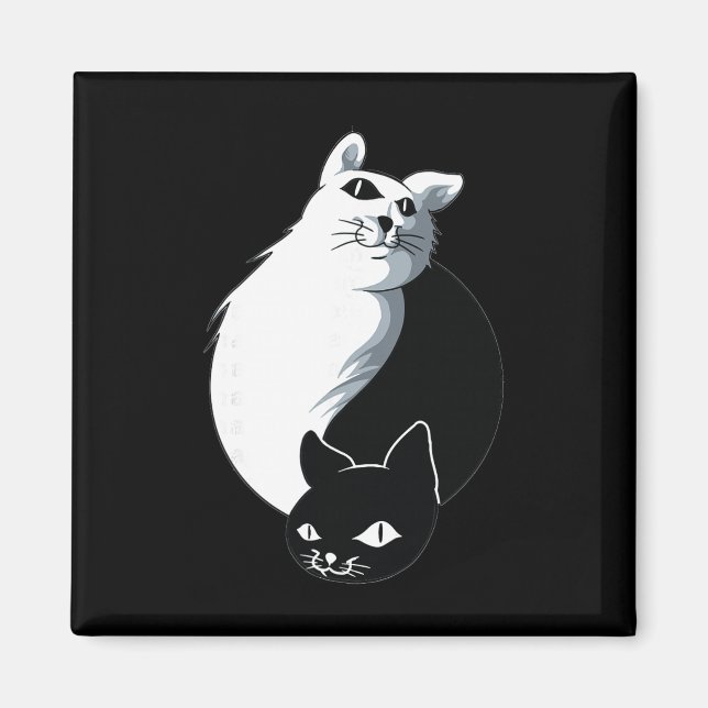 Aimant Chat Yoga Ying Yang  (Devant)
