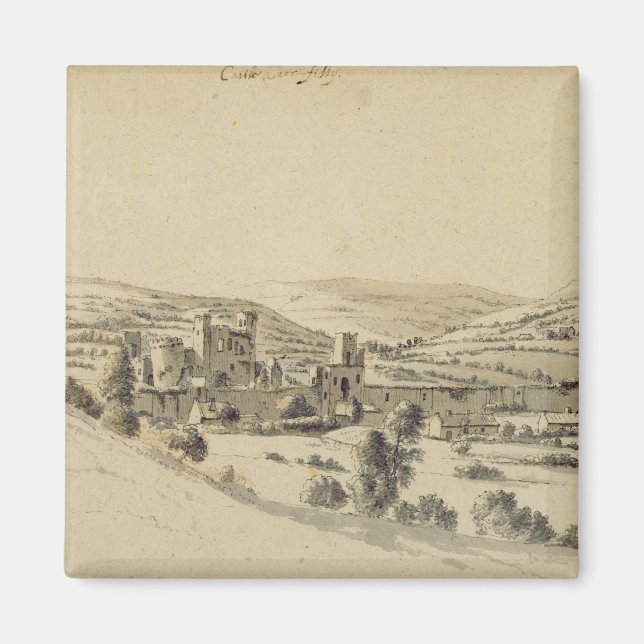 Aimant Château de Caerphilly (pen, ink and wash on paper) (Devant)