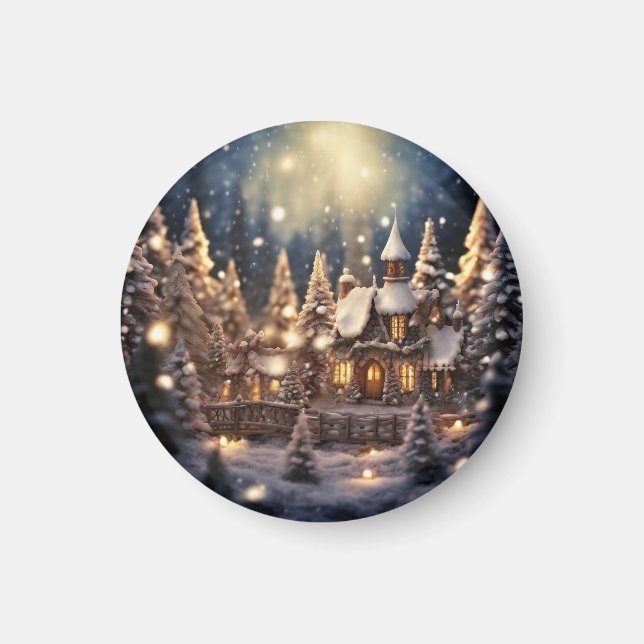 Aimant Château de fée de Noël inspiré (Devant)